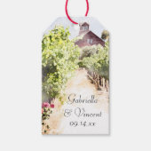 Étiquettes-cadeau Vignoble et Mariage d'aquarelle de la grange rouge (Devant)