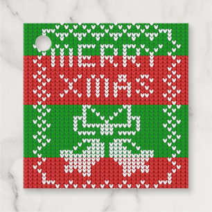 Étiquettes Cadeau Vilain pull motif sonnettes Joyeux fils Xmas