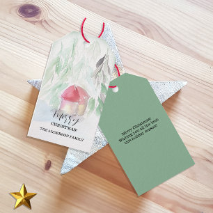 Étiquettes-cadeau Village de campagne Noël blanc