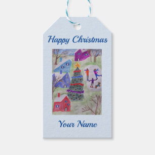 Étiquettes-cadeau Village de Noël