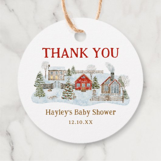 Étiquettes Cadeau Village neige - Merci de vacances hiver (Dos)