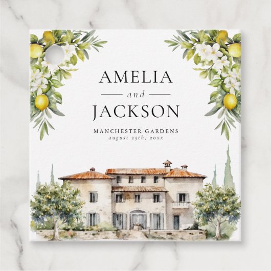 Étiquettes Cadeau Villas italiennes citrons et olives (Devant)