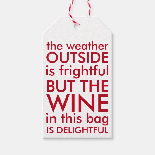 Étiquettes-cadeau Vin drôle Noël rouge et blanc (Devant)