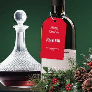 Étiquettes-cadeau Vin Rouge Décantation Immédiate Noël Personnalisé