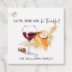 Étiquettes Cadeau Vin & Tarte Traitements de Friendsgiving de Than