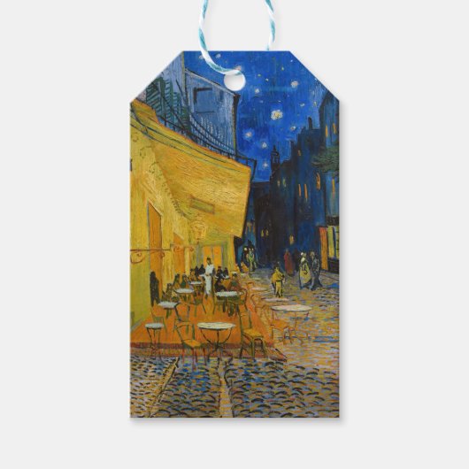 Étiquettes-cadeau Vincent van Gogh - Café Terrasse en soirée (Devant)