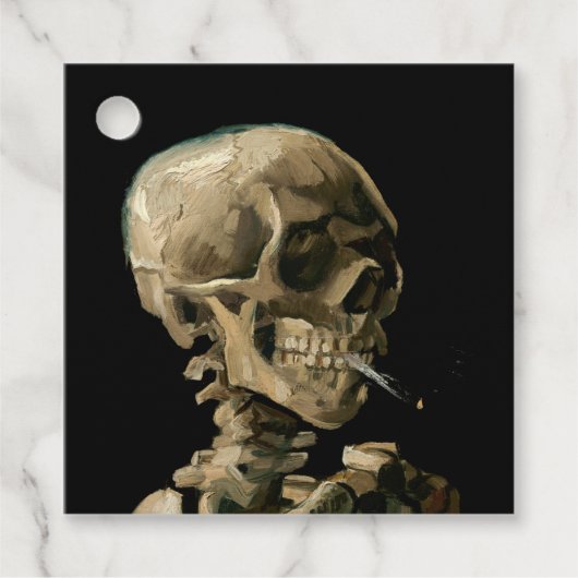 Étiquettes Cadeau Vincent van Gogh - Crâne avec cigarette brûlante (Devant)