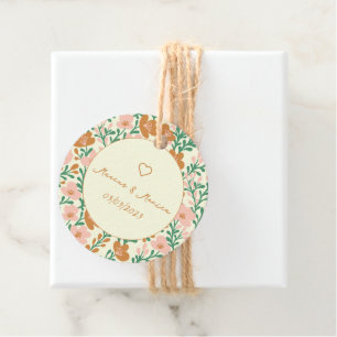 Étiquettes Cadeau Vins fleurs sauvages Rose Vert Élégant Mariage Per