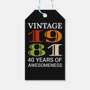 Étiquettes-cadeau Vintage 1981 40e anniversaire Devis Idée Annivers