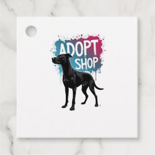 Étiquettes Cadeau Vintage Adoptez Ne Faites Pas D'Achats Chien Graff