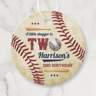 Étiquettes Cadeau Vintage Baseball Boys 2e anniversaire