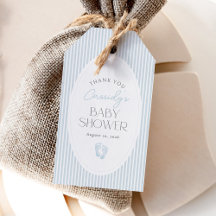 Vintage Blue Baby Footprints Boy Baby Shower