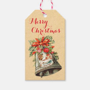 Étiquettes-cadeau Vintage Christmas Bells Vacances Tags cadeaux
