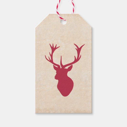 Étiquettes-cadeau Vintage Christmas Stag (Devant)