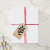 Étiquettes-cadeau Vintage Holly Sprig Joyeuses Fêtes (Avec de la ficelle)