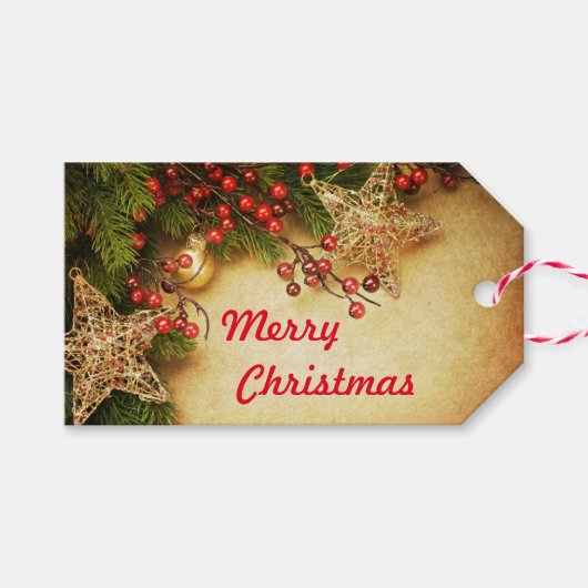 Étiquettes-cadeau Vintage Joyeux Noël Nom personnalisé (Devant (Horizontal))