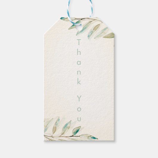 Étiquettes-cadeau Vintage Moderne Vert Eucalyptus Feuille Mariage (Devant)