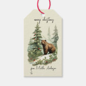 Étiquettes-cadeau Vintage Noël Hiver Bois Nom de l'ours (Devant)