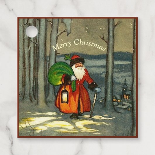 Étiquettes Cadeau Vintage Noël Père Noël (Devant)