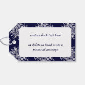 Étiquettes-cadeau Vintage Noël Snowflakes Blue Blizzard Motif (Dos (Horizontal))