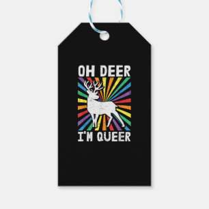 Étiquettes-cadeau Vintage Oh Deer Je Suis Queer Fierté LGBT Gay Lesb