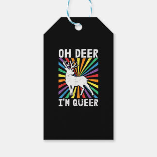 Étiquettes-cadeau Vintage Oh Deer Je Suis Queer Fierté LGBT Gay Lesb