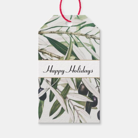 Étiquettes-cadeau Vintage Olive Branch Joyeuses Fêtes (Devant)