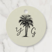 Étiquettes Cadeau Vintage Palm Tree Monogramme Mariage (Devant)