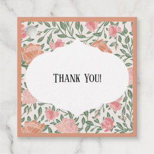 Étiquettes Cadeau Vintage Parfait Roses rose et pêche
