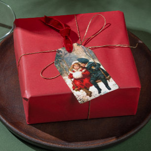 Étiquettes-cadeau Vintage Retro Illustré London News Noël