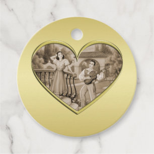 Étiquettes Cadeau Vintage Romance couple, homme et femme, or