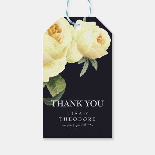 Étiquettes-cadeau Vintage rose et bleu merci mariage (Devant)