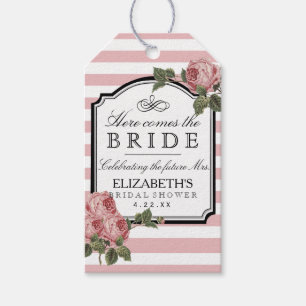 Étiquettes-cadeau Vintage Rose Floral Fête des mariées Invité Favori