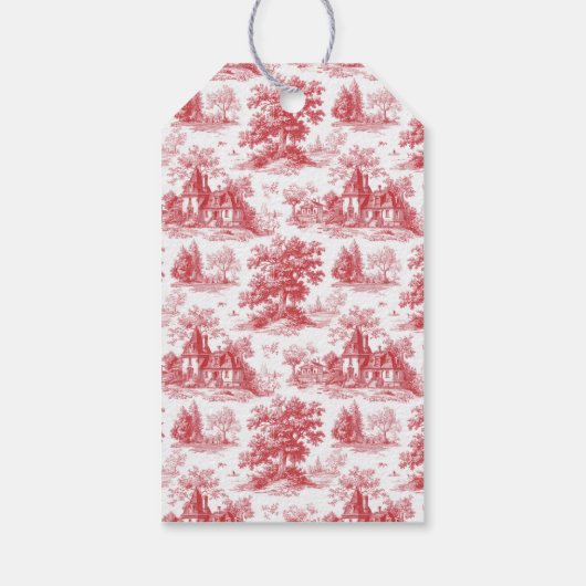 Étiquettes-cadeau Vintage Scarlet Château Wedding (Dos)