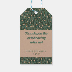 Étiquettes-cadeau Vintage Vert Floral Boho Mariage Personnalisé Merc