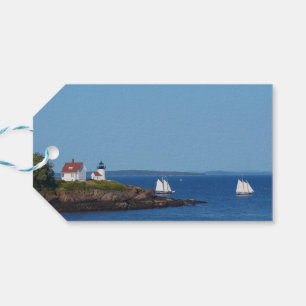 Étiquettes-cadeau Vintage voyage Blue Ocean Lighthouse Voilier