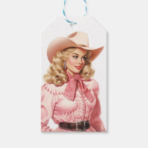 Étiquettes-cadeau Vintage Western Cowgirl