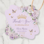Étiquettes Cadeau Violet Lilac Rose Floral Quinceanera 15 Bilingue (Dos)
