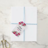 Étiquettes-cadeau Violet rouge Peony Flore verdure Anniversaire (Avec de laficelle)