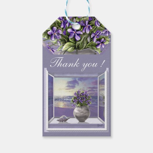 Étiquettes-cadeau violettes dans un bocal de lune (Devant)