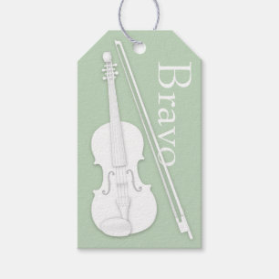 Étiquettes-cadeau Violon blanc & Bow Green Occasion musicale