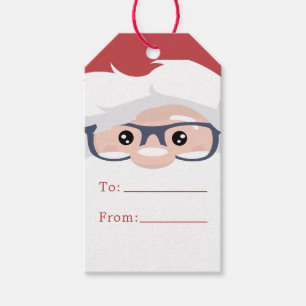 Étiquettes-cadeau Visage de Père Noël Noël Moderne Personnalisé