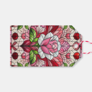 Étiquettes-cadeau vitrail floral Saint-Valentin