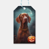 Étiquettes-cadeau Vizsla d'Halloween avec la peur Citrouille (Devant)