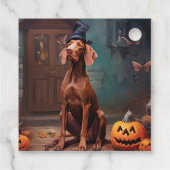 Étiquettes Cadeau Vizsla Potirons Halloween Effrayant (Dos)
