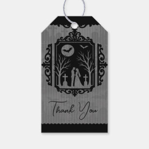 Étiquettes-cadeau Voeux de cimetière Mariage gothique noir et gris