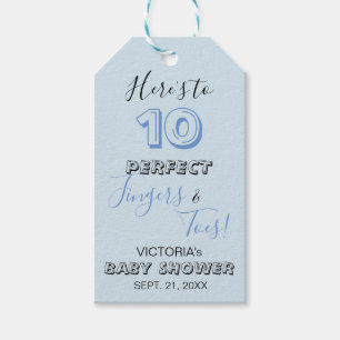 Étiquettes-cadeau 'Voici 10 Baby showers de doigts et orteils parfai