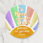 Étiquettes Cadeau Voici Celui-Là ! Retro Boho Sun 1er anniversaire (Devant)