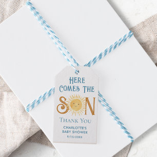 Étiquettes-cadeau Voici le Baby shower du fils