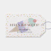 Étiquettes-cadeau Voici le Baby shower pourpre à la crème glacée Sco (Devant (Horizontal))